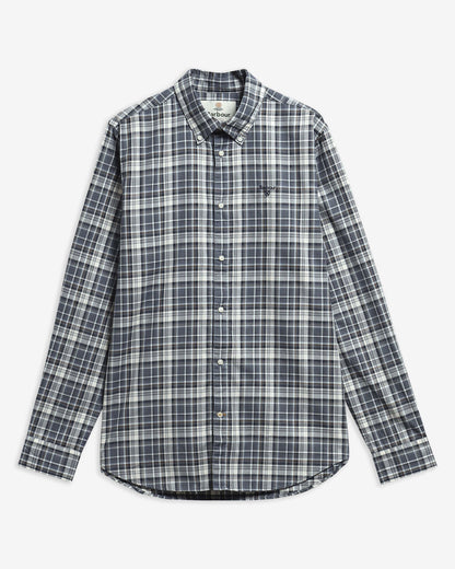 Barbour Mosswood Tailored Long-Sleeved Shirt in Navy - flat