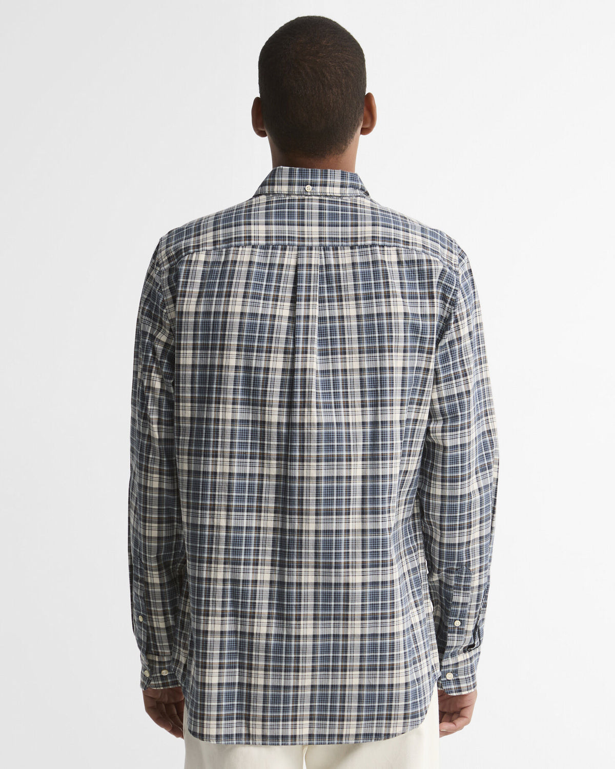 Barbour Mosswood Tailored Long-Sleeved Shirt in Navy - back