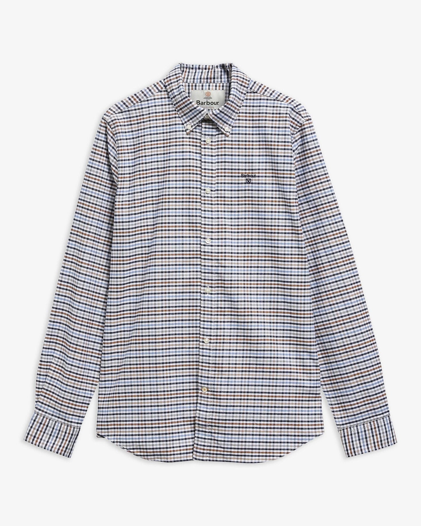 Barbour Rickwood Gingham Shirt Stone - flat