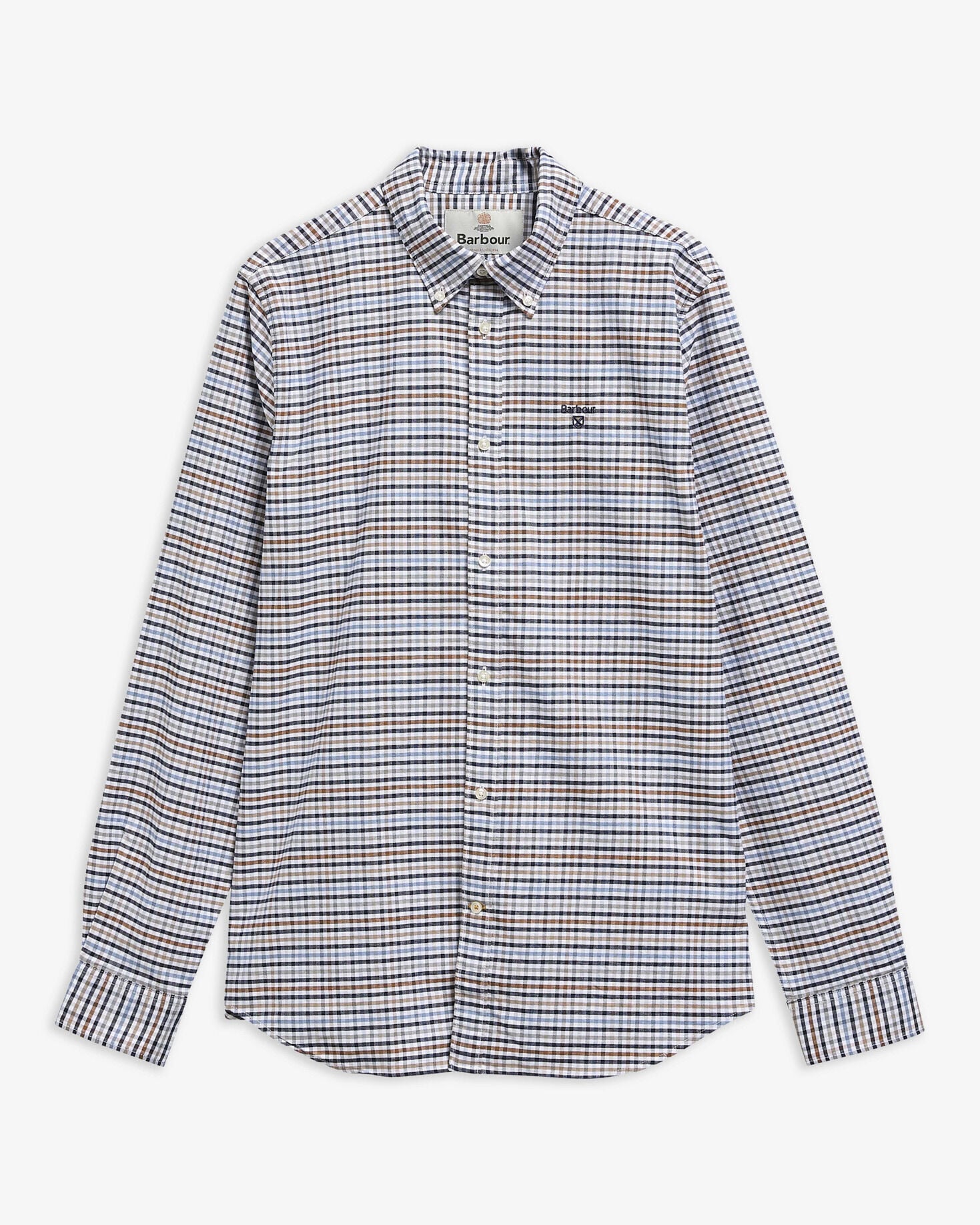Barbour Rickwood Gingham Shirt Stone - flat