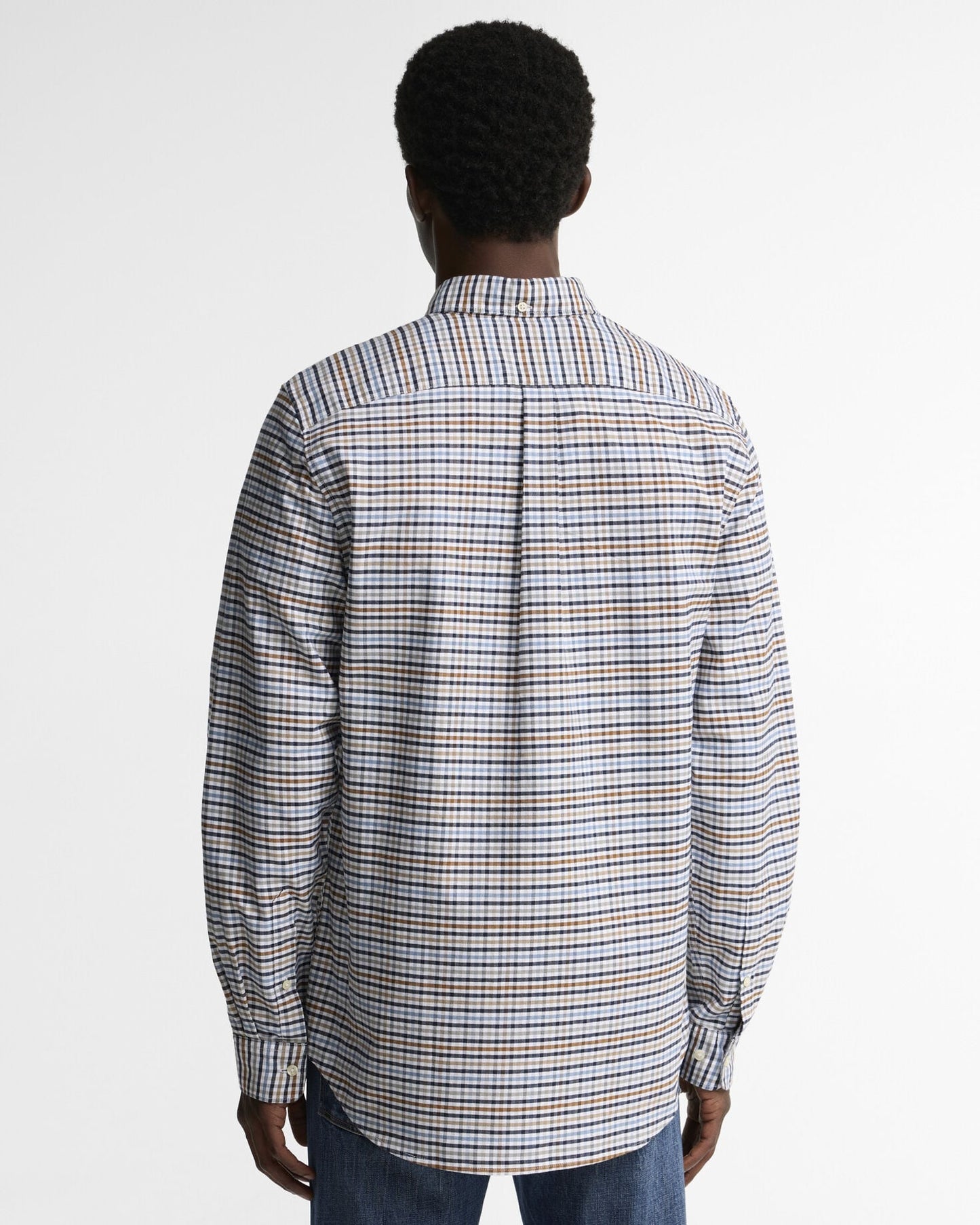 Barbour Rickwood Gingham Shirt Stone - back
