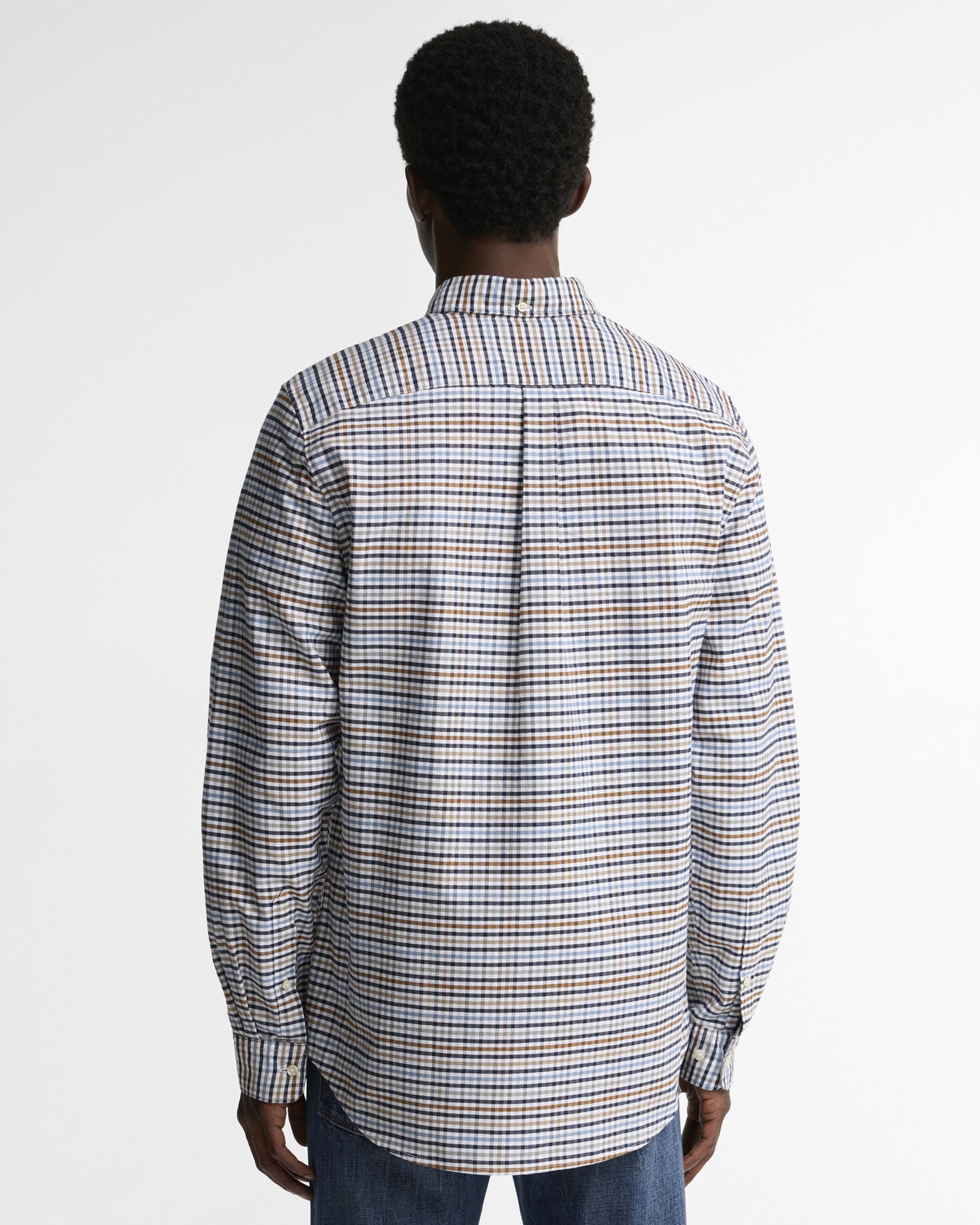 Barbour Rickwood Gingham Shirt Stone - back