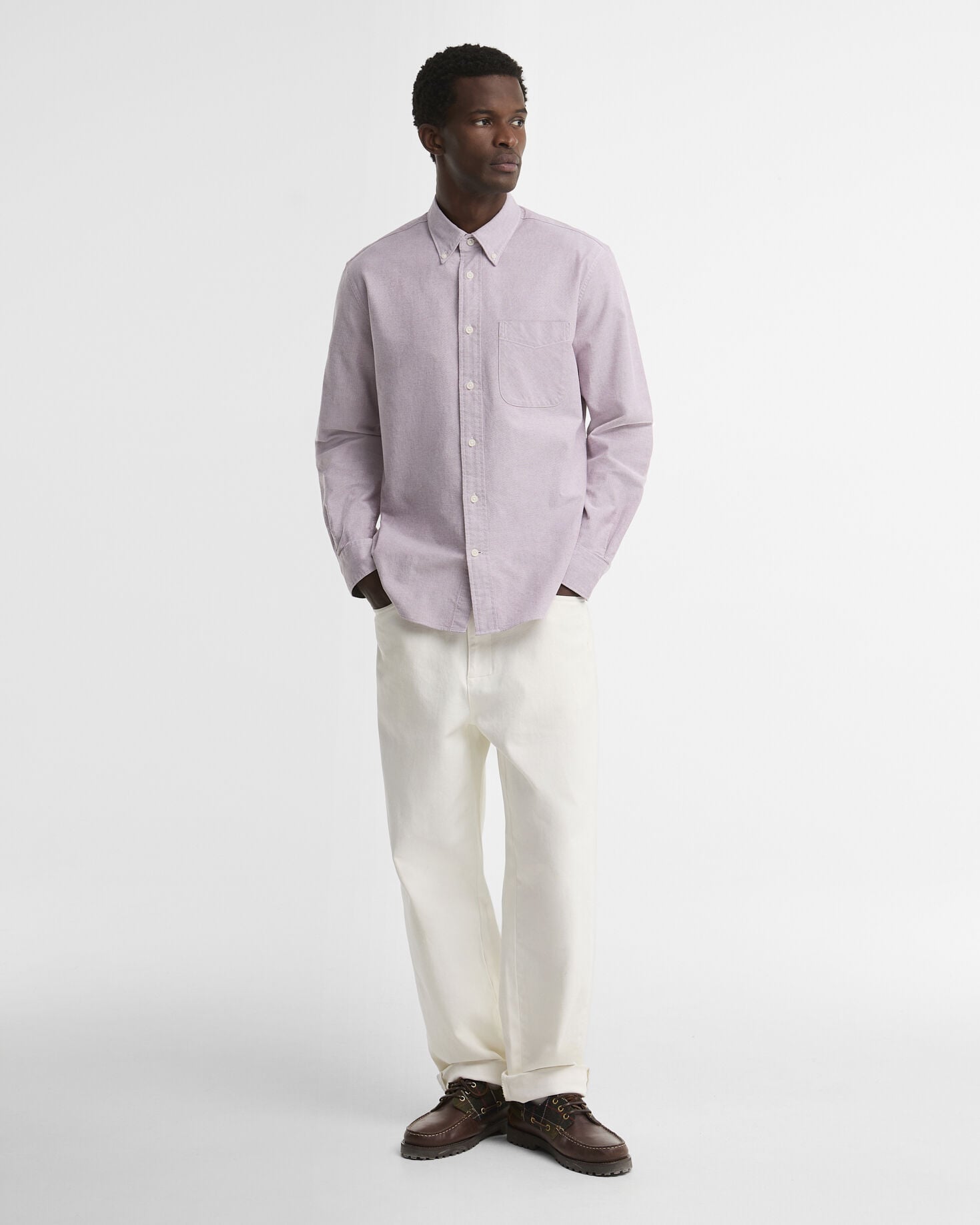 Barbour Authentic Oxford Shirt Dark Red - styled