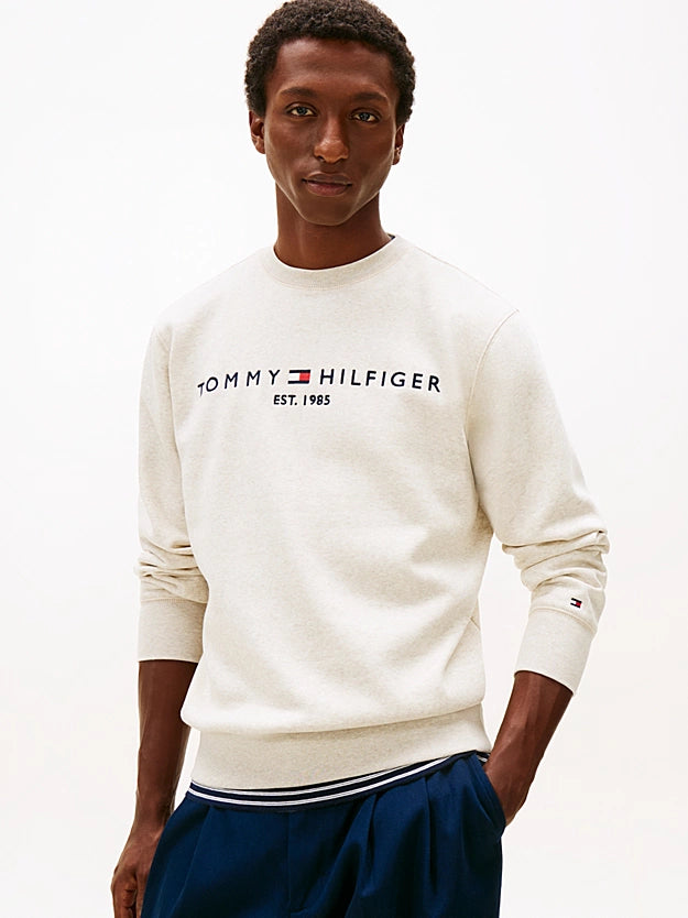 Tommy Hilfiger Logo Embroidery Flex Fleece Sweatshirt - Heathered Oatmilk MW0MW11596_HGF_main
