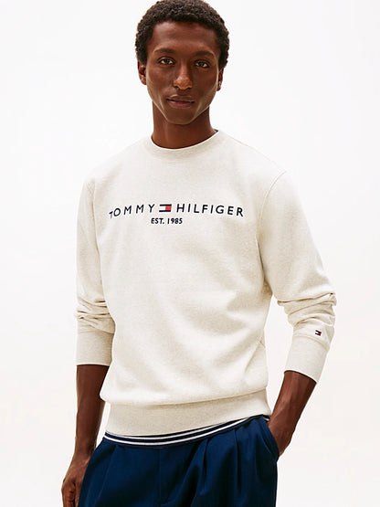 Tommy Hilfiger Logo Embroidery Flex Fleece Sweatshirt - Heathered Oatmilk MW0MW11596_HGF_main