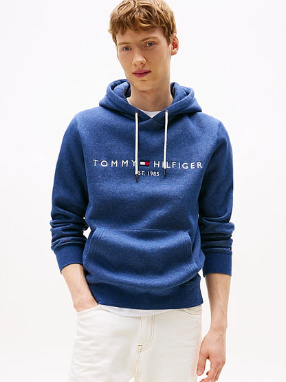 Tommy Hilfiger Logo Embroidery Flex Fleece Hoody - Aegean Sea Heather MW0MW11599_DVI_main