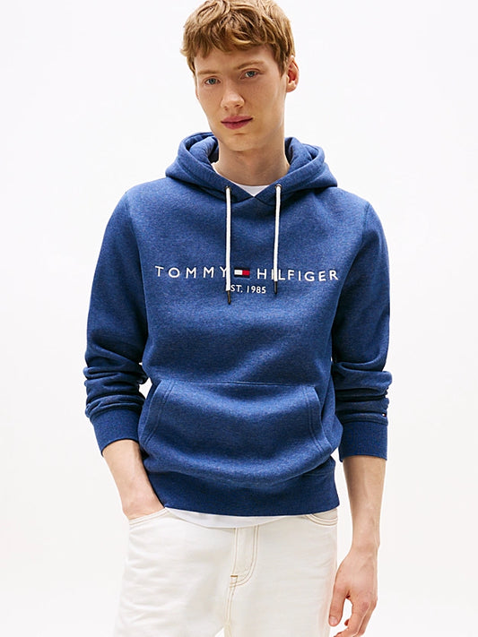 Tommy Hilfiger Logo Embroidery Flex Fleece Hoody - Aegean Sea Heather MW0MW11599_DVI_main