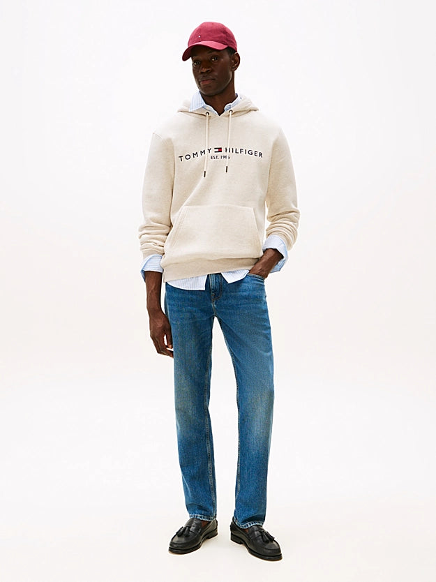 Tommy Hilfiger Logo Embroidery Flex Fleece Hoody - Heathered Oatmilk MW0MW11599_HGF_alternate2