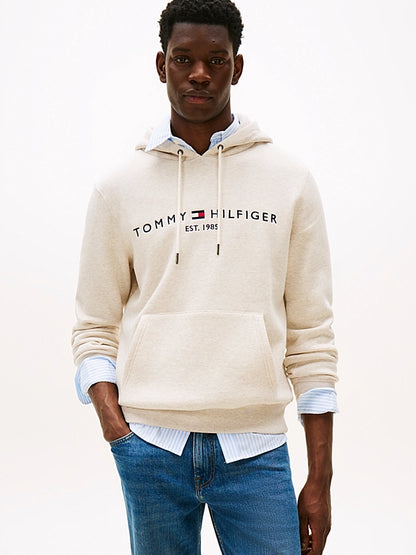 Tommy Hilfiger Logo Embroidery Flex Fleece Hoody - Heathered Oatmilk MW0MW11599_HGF_main