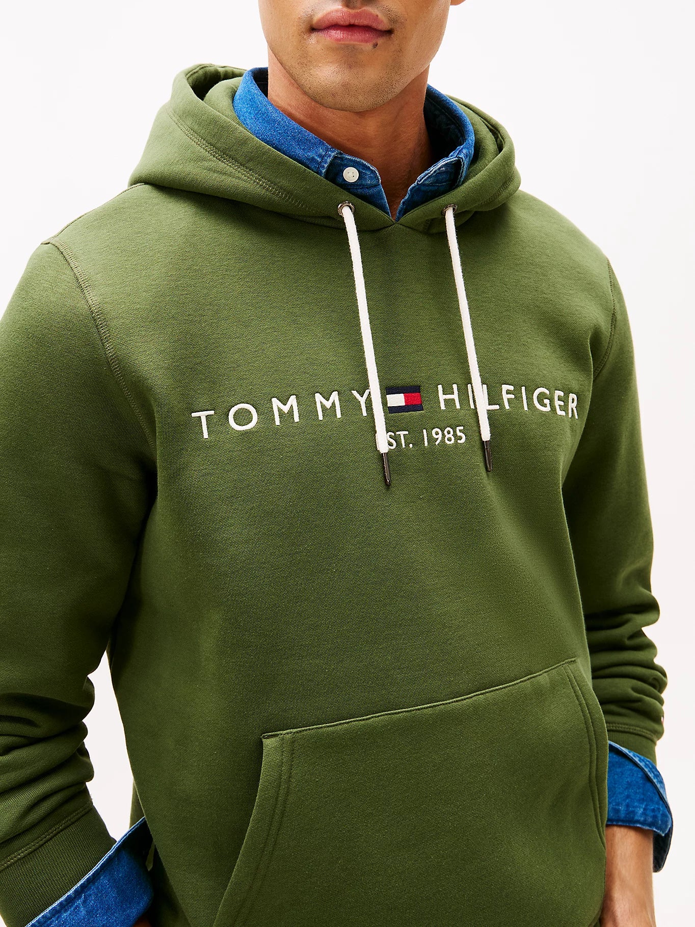 Tommy Hilfiger Logo Embroidery Flex Fleece Hoody - Mountain Pine MW0MW11599_L01_alternate1