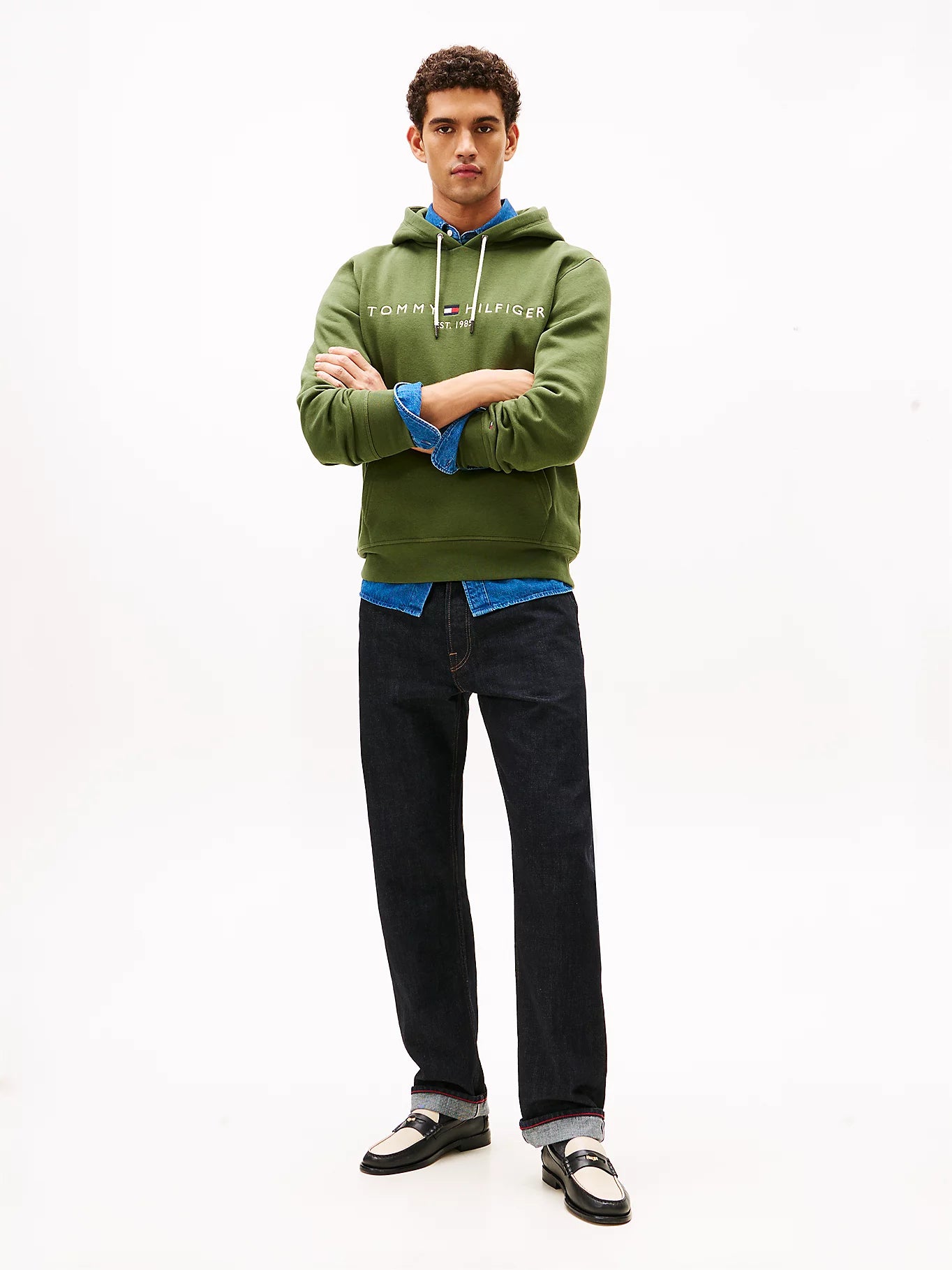 Tommy Hilfiger Logo Embroidery Flex Fleece Hoody - Mountain Pine MW0MW11599_L01_alternate2