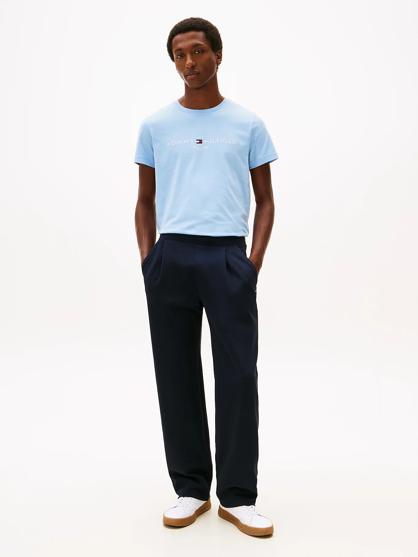 Tommy Hilfiger Logo Embroidery Jersey Slim T-shirt - Well Water MW0MW11797_C1Y_alternate2