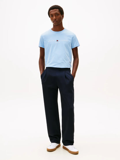 Tommy Hilfiger Logo Embroidery Jersey Slim T-shirt - Well Water MW0MW11797_C1Y_alternate2