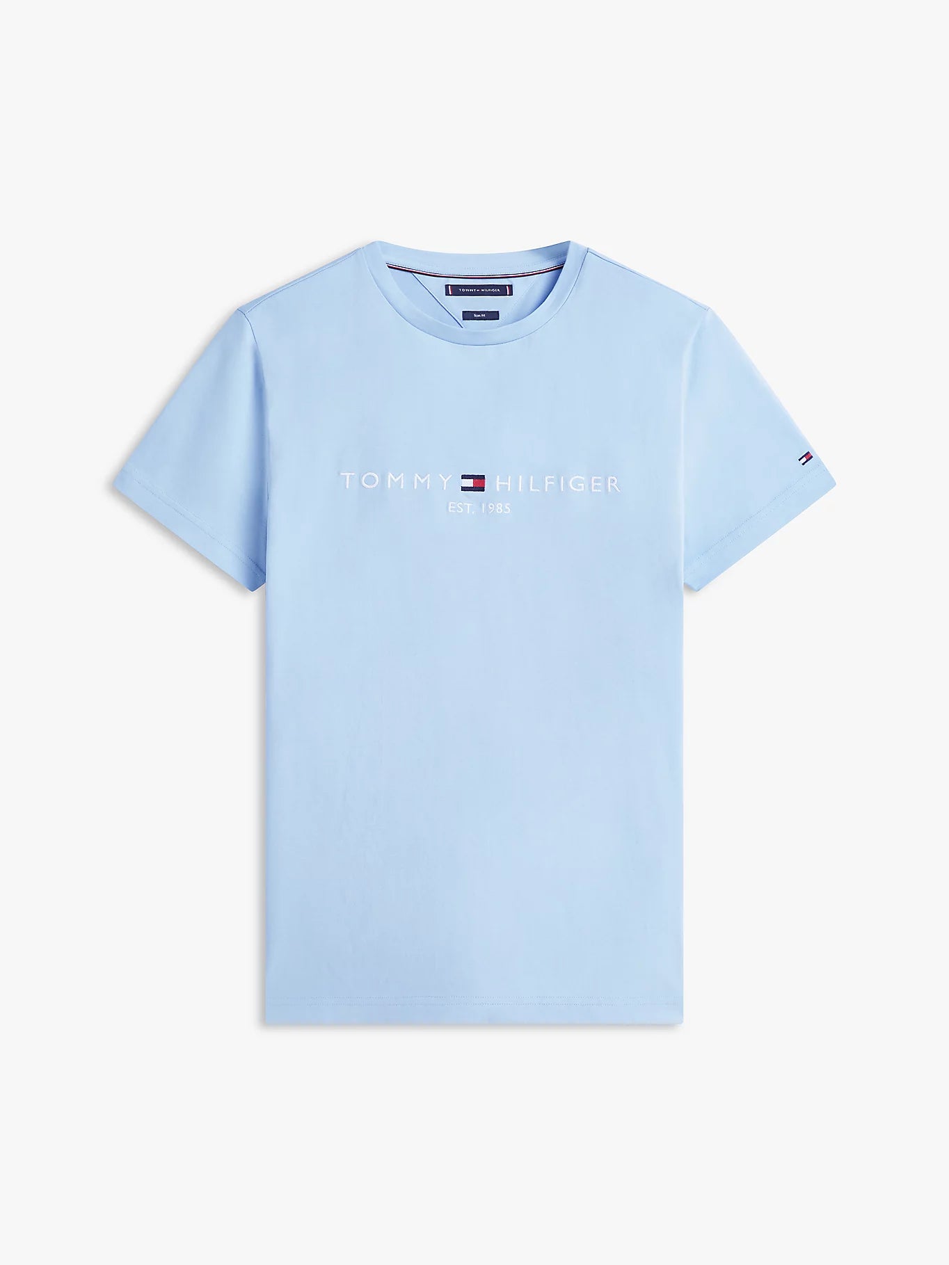 Tommy Hilfiger Logo Embroidery Jersey Slim T-shirt - Well Water MW0MW11797_C1Y_alternate4