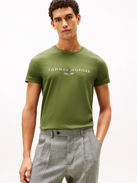 Tommy Hilfiger Logo Embroidery Jersey Slim T-Shirt - Mountain Pine MW0MW11797_L01_main