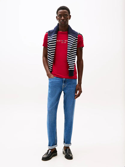 Tommy Hilfiger Logo Embroidery Jersey Slim T-shirt - Medium Red MW0MW11797_XLD_alternate2