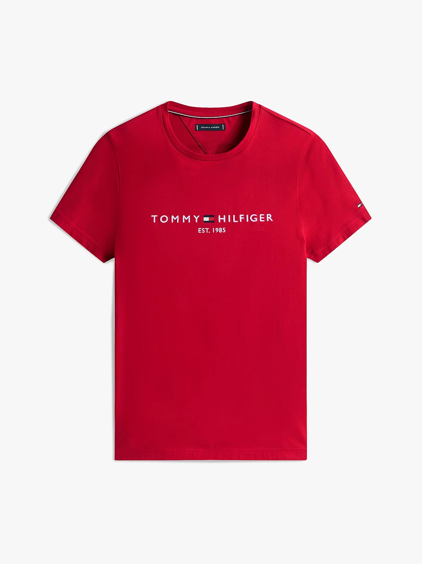 Tommy Hilfiger Logo Embroidery Jersey Slim T-shirt - Medium Red MW0MW11797_XLD_alternate4