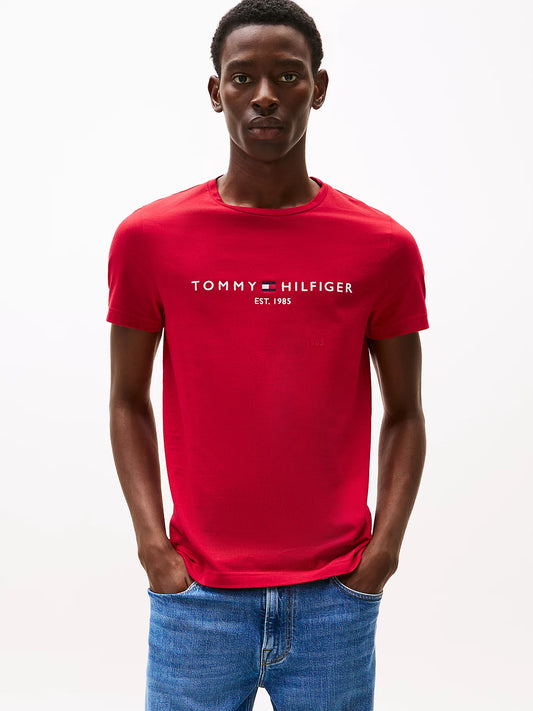 Tommy Hilfiger Logo Embroidery Jersey Slim T-shirt - Medium Red MW0MW11797_XLD_main