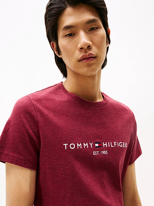 Tommy Hilfiger Logo Embroidery Jersey Slim T-Shirt - Burgundy Heather MW0MW11797_XTW_alternate1