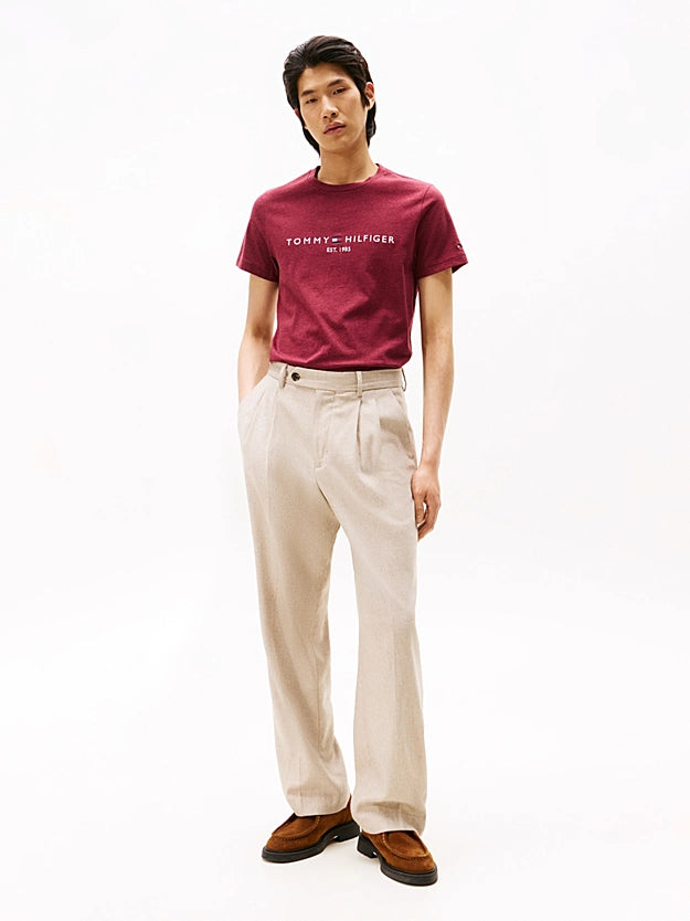 Tommy Hilfiger Logo Embroidery Jersey Slim T-Shirt - Burgundy Heather MW0MW11797_XTW_alternate2