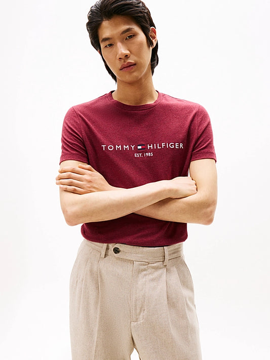Tommy Hilfiger Logo Embroidery Jersey Slim T-Shirt - Burgundy Heather MW0MW11797_XTW_main