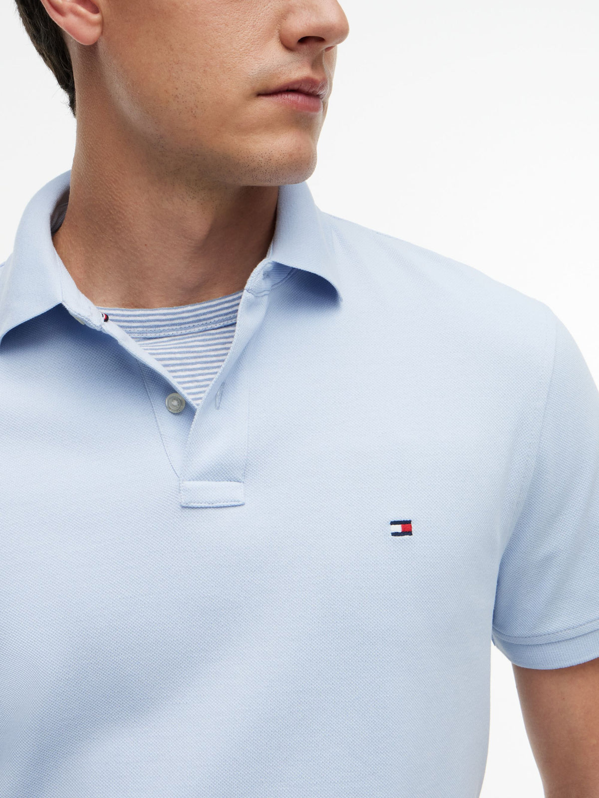 Tommy Hilfiger 1985 Regular Fit Pique Polo - Sky Blue MW0MW17770_C1O_alternate3_ay_55324a8a-302d-4b01-af54-4fec54bf7ad1