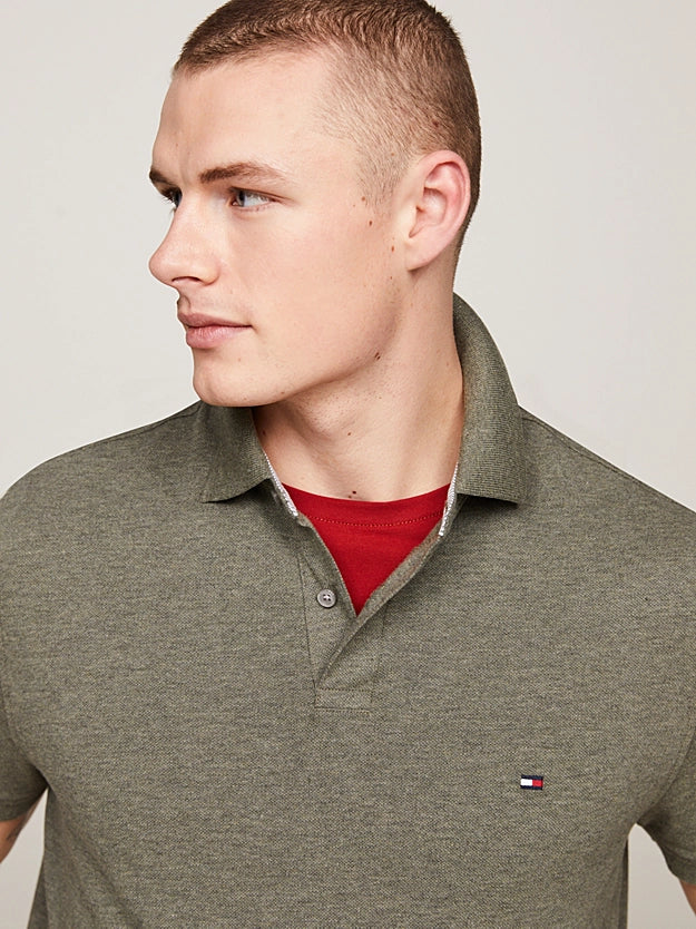 Tommy Hilfiger 1985 Regular Fit Pique Polo Shirt - Utility Olive Heather MW0MW17770_MRL_alternate3