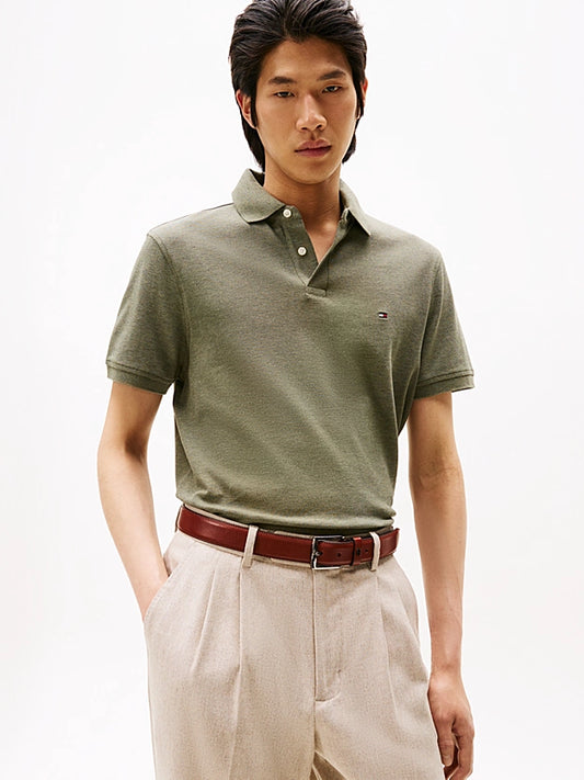 Tommy Hilfiger 1985 Regular Fit Pique Polo Shirt - Utility Olive Heather MW0MW17770_MRL_main