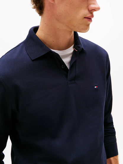 Tommy Hilfiger 1985 Regular Fit Pique Long Sleeve Polo Shirt - Desert Sky MW0MW20183_DW5_alternate1
