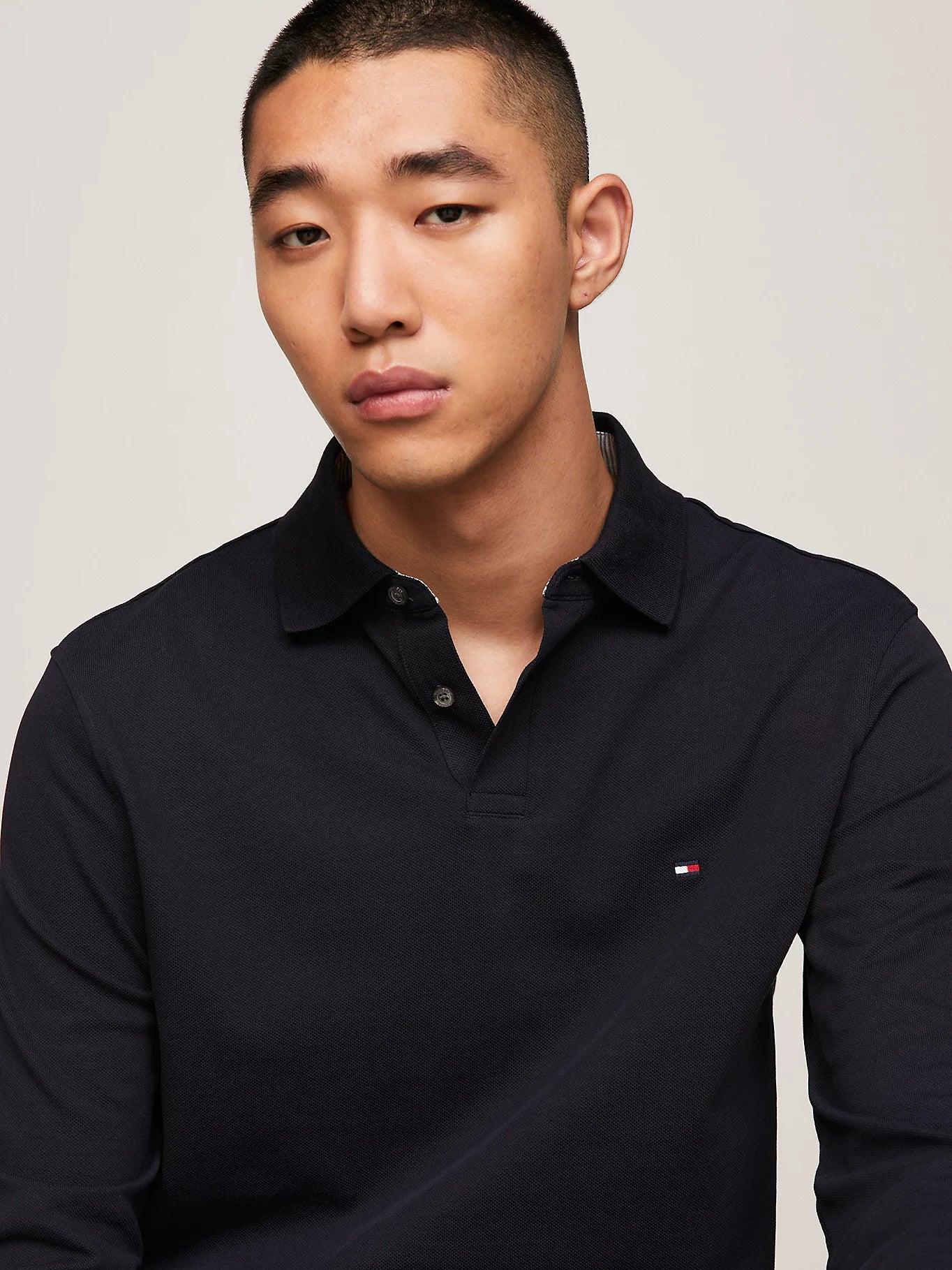 Tommy Hilfiger 1985 Regular Fit Pique Long Sleeve Polo Shirt - Desert Sky MW0MW20183_DW5_alternate3