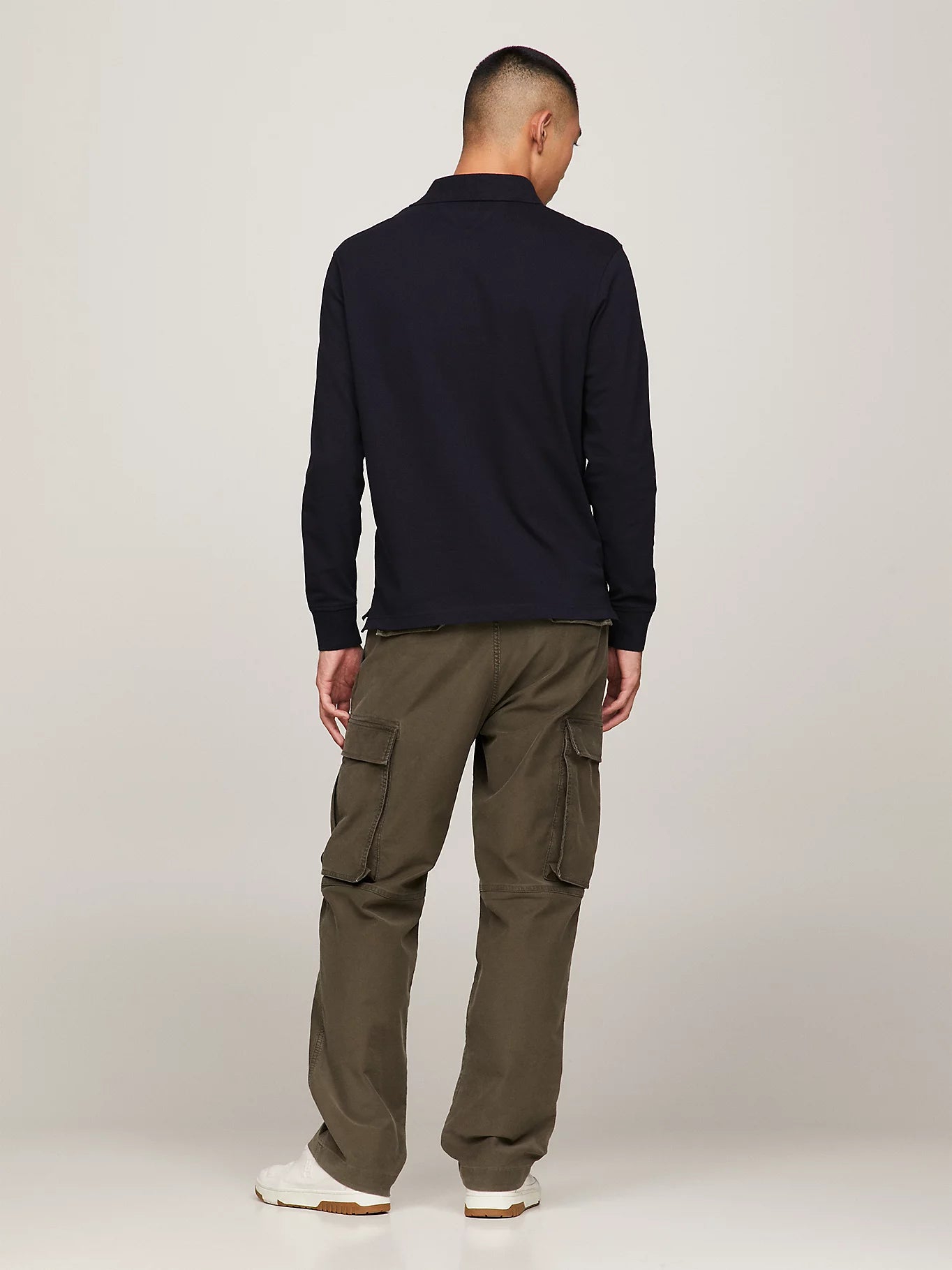 Tommy Hilfiger 1985 Regular Fit Pique Long Sleeve Polo Shirt - Desert Sky MW0MW20183_DW5_alternate5