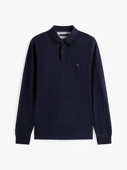Tommy Hilfiger 1985 Regular Fit Pique Long Sleeve Polo Shirt - Desert Sky MW0MW20183_DW5_alternate6