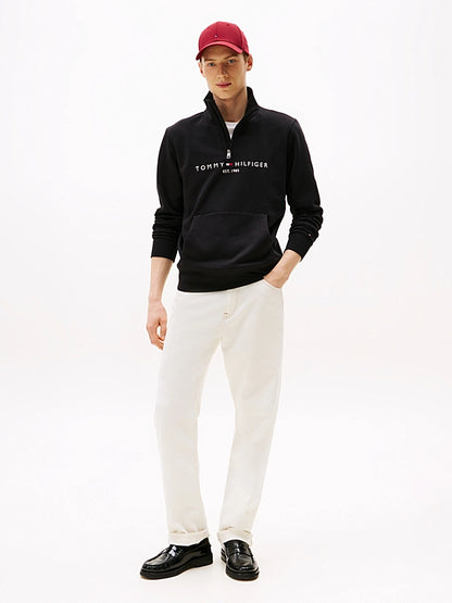 Tommy Hilfiger Logo Embroidery Half-Zip Jumper - Black MW0MW20954_BDS_alternate2