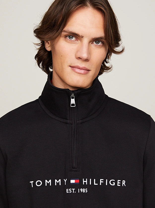 Tommy Hilfiger Logo Embroidery Half-Zip Jumper - Black MW0MW20954_BDS_alternate3