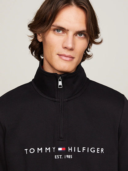 Tommy Hilfiger Logo Embroidery Half-Zip Jumper - Black MW0MW20954_BDS_alternate3