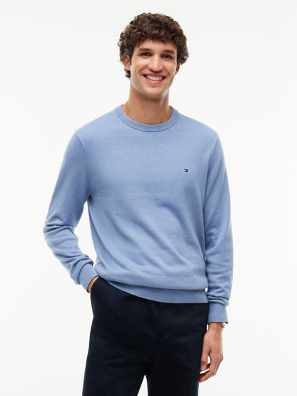 Tommy Hilfiger Pima Cotton Cashmere Crew Neck Jumper - Brisk Blue MW0MW28046_C2B_alternate1_ay