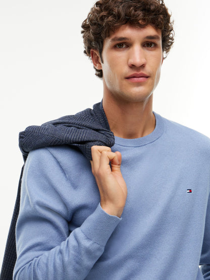 Tommy Hilfiger Pima Cotton Cashmere Crew Neck Jumper - Brisk Blue MW0MW28046_C2B_alternate3_ay
