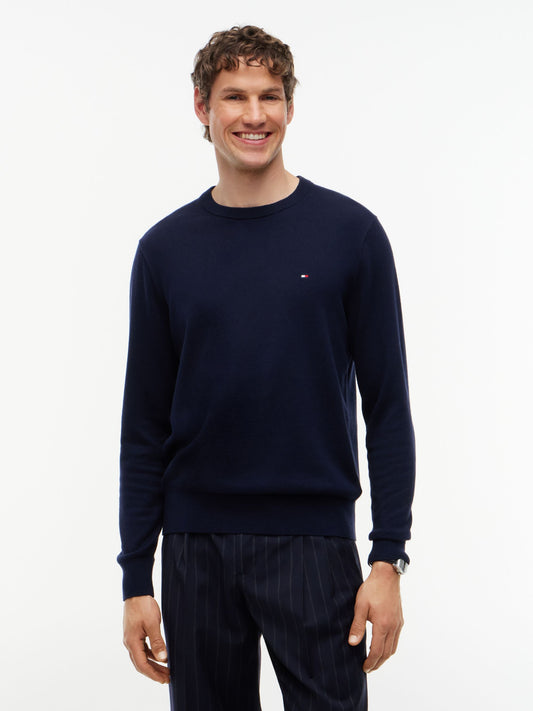 Tommy Hilfiger Pima Cotton Cashmere Crew Neck Jumper - Navy MW0MW28046_DW5_alternate1_ay