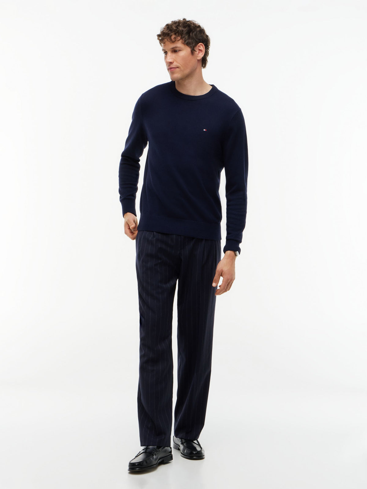 Tommy Hilfiger Pima Cotton Cashmere Crew Neck Jumper - Navy MW0MW28046_DW5_alternate2_ay