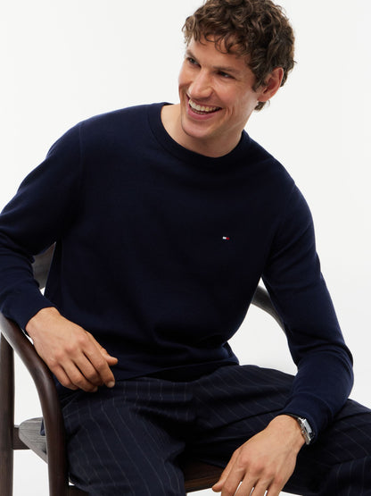 Tommy Hilfiger Pima Cotton Cashmere Crew Neck Jumper - Navy MW0MW28046_DW5_alternate3_ay
