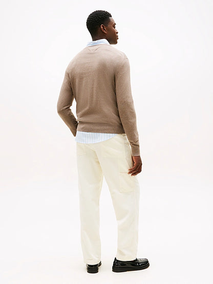 Tommy Hilfiger Crew Neck Jumper With Cashmere - Coastal Taupe Heather MW0MW28046_HI3_alternate3