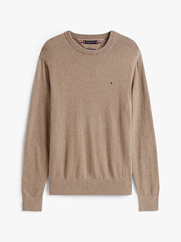Tommy Hilfiger Crew Neck Jumper With Cashmere - Coastal Taupe Heather MW0MW28046_HI3_alternate4