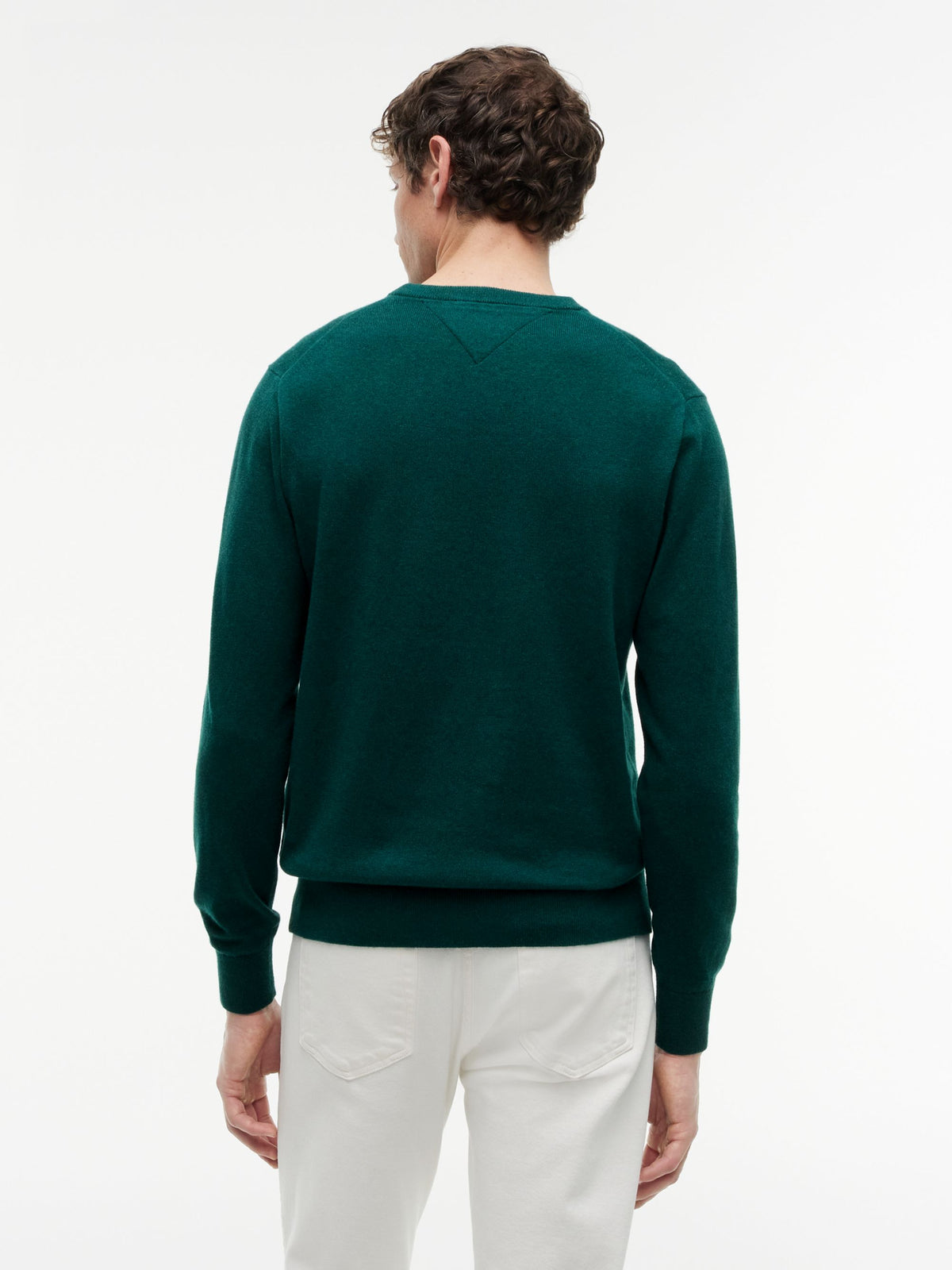 Tommy Hilfiger Pima Cotton Cashmere Crew Neck Jumper - Ornamental Green Heather MW0MW28046_MQ8_alternate4_ay