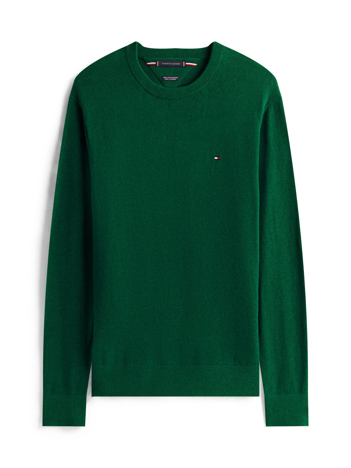 Tommy Hilfiger Pima Cotton Cashmere Crew Neck Jumper - Ornamental Green Heather MW0MW28046_MQ8_main_ay