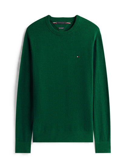 Tommy Hilfiger Pima Cotton Cashmere Crew Neck Jumper - Ornamental Green Heather MW0MW28046_MQ8_main_ay
