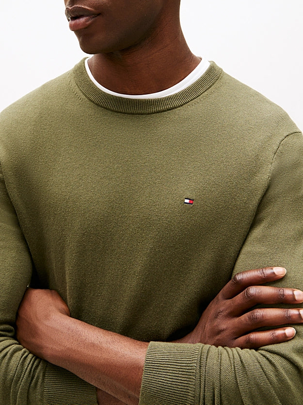 Tommy Hilfiger Crew Neck Jumper With Cashmere - Huntsman Green MW0MW28046_MT1_alternate1
