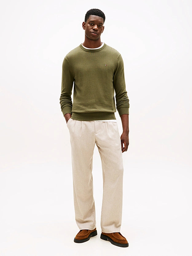 Tommy Hilfiger Crew Neck Jumper With Cashmere - Huntsman Green MW0MW28046_MT1_alternate2