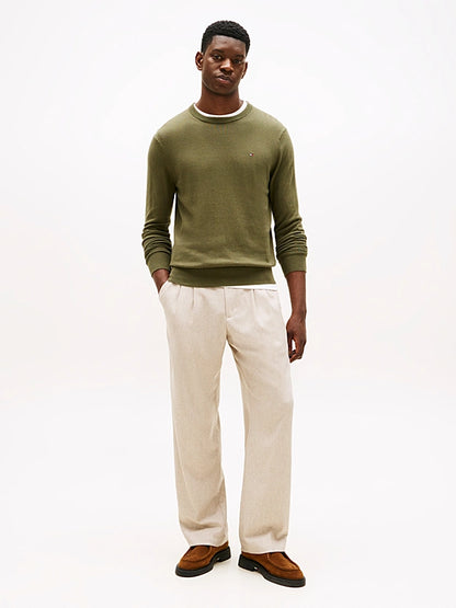 Tommy Hilfiger Crew Neck Jumper With Cashmere - Huntsman Green MW0MW28046_MT1_alternate2