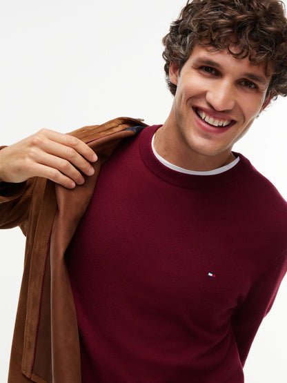 Tommy Hilfiger Pima Cotton Cashmere Crew Neck Jumper - Burgundy MW0MW28046_VLP_alternate3_ay