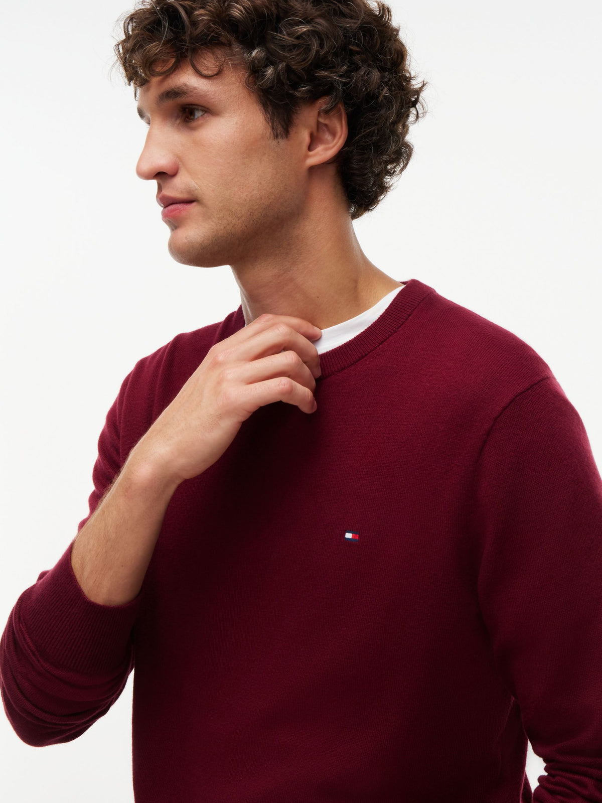 Tommy Hilfiger Pima Cotton Cashmere Crew Neck Jumper - Burgundy MW0MW28046_VLP_alternate4_ay